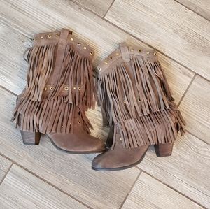 Naughty Monkey Kickin it Western fringe boots